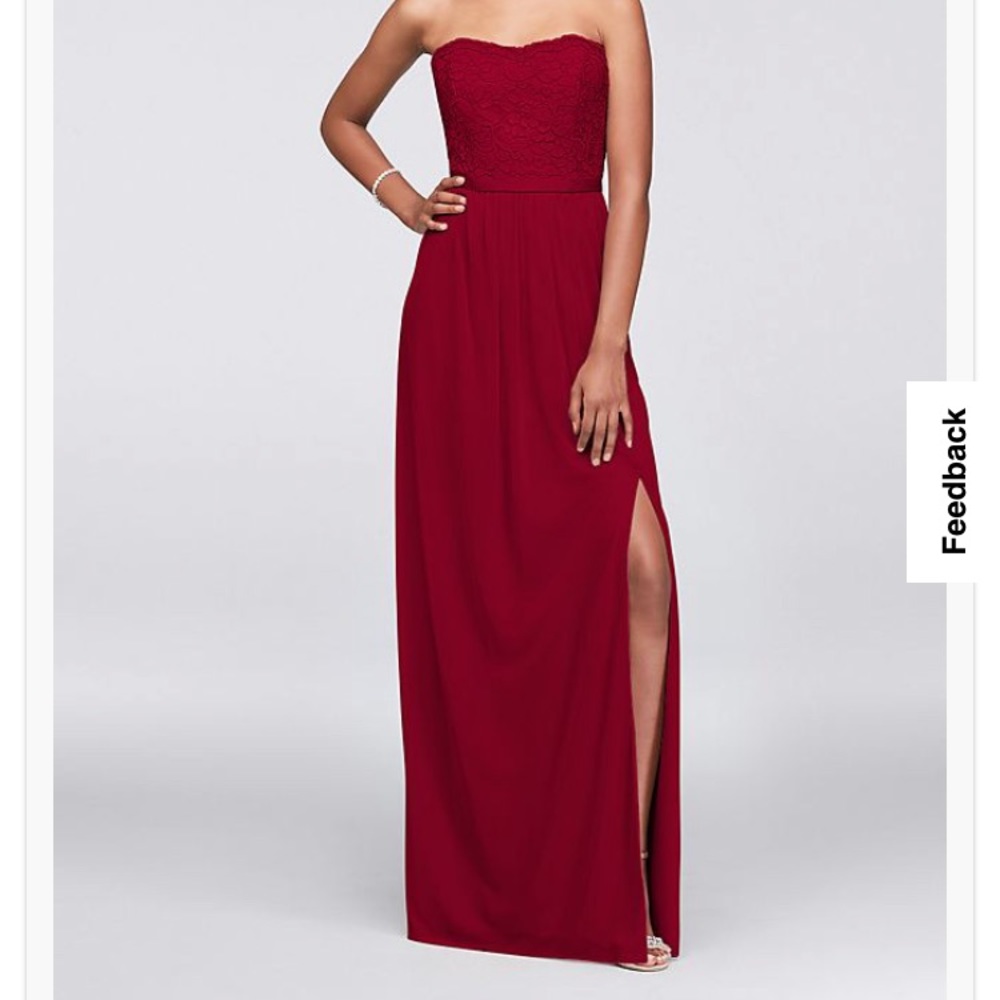 Apple Red Lace/Mesh Bridesmaid Dress - David’s Bridal - Discontinued color!!